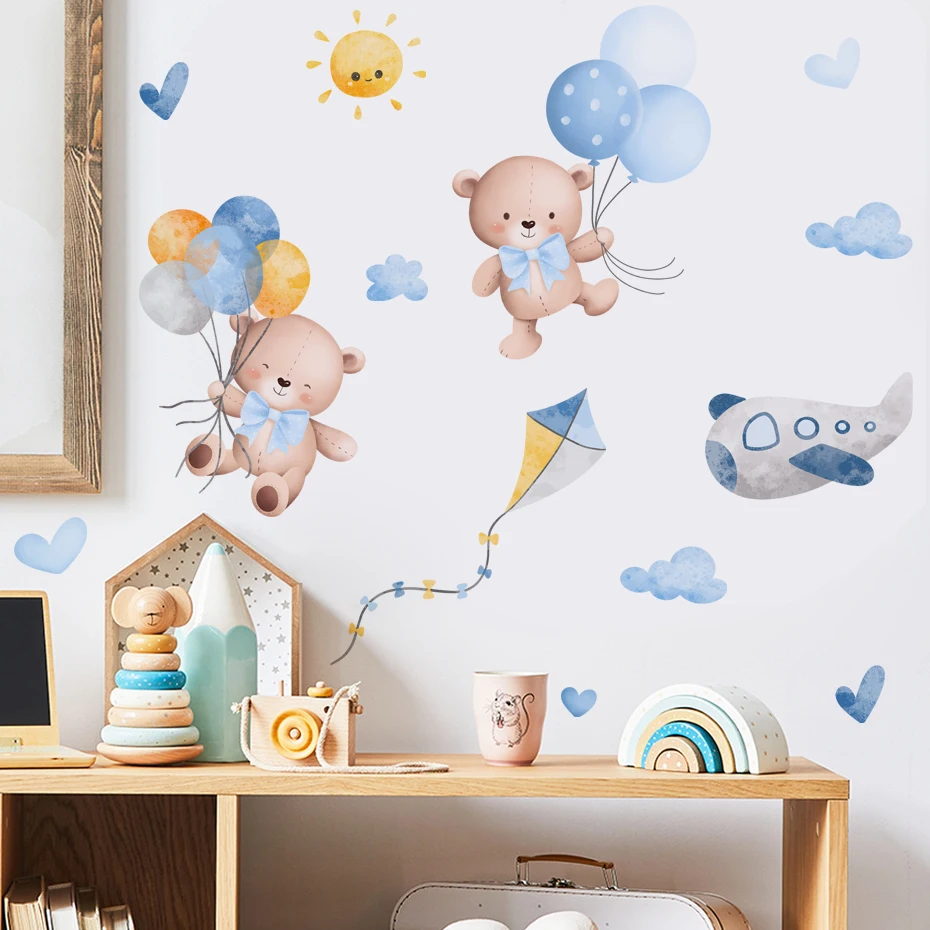 Pegatinas de pared con osos y globos – Decoración rosa infantil - imagen 2