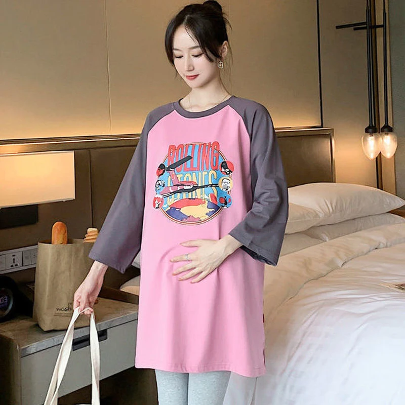 Camiseta premamá de algodón transpirable para primavera y verano - imagen 3