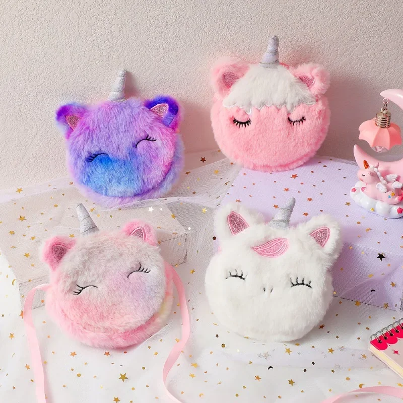 Bolso infantil de felpa con unicornio – Monedero para niños