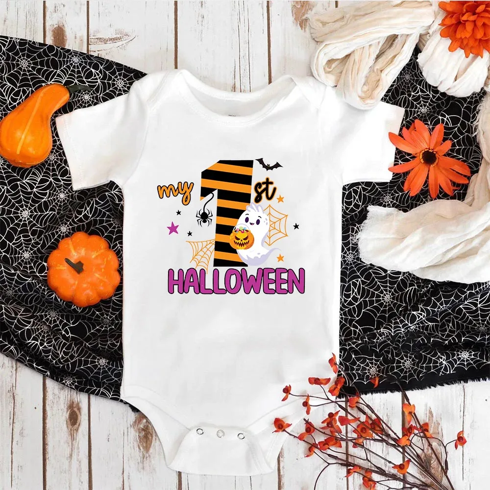 Body con estampado de mi primera Halloween para bebé, traje infantil para fiesta de Halloween, ropa para niños y niñas, mono para recién nacido, peleles de manga corta