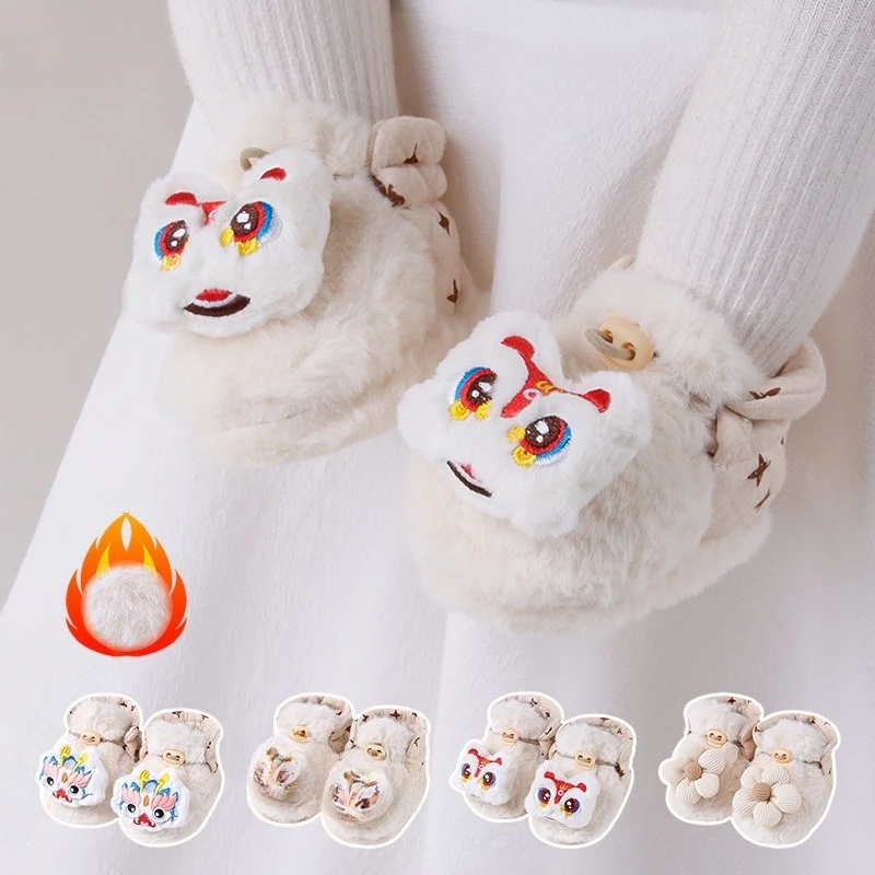 Calcetines térmicos antideslizantes para bebé, botines cálidos de felpa con correa antiapagado para gatear, niñas y niños, primeros caminantes