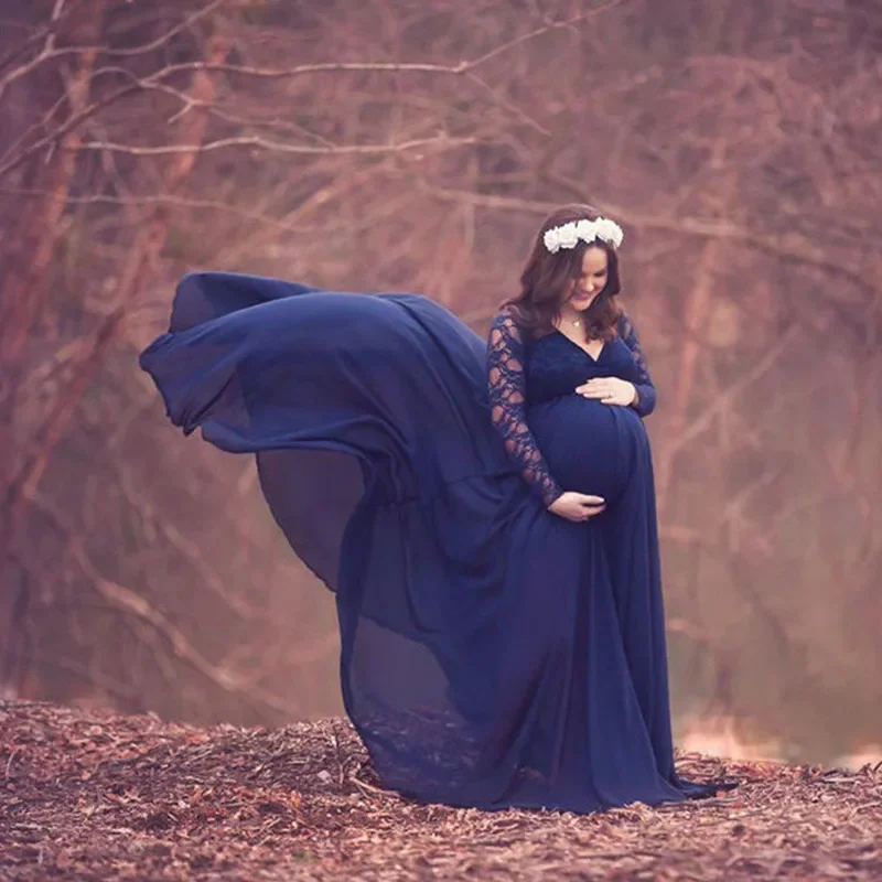 Vestido premamá de encaje para sesión de fotos embarazo