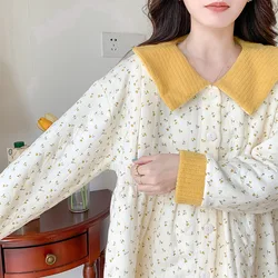 Pijama de lactancia de algodón grueso para embarazo y posparto