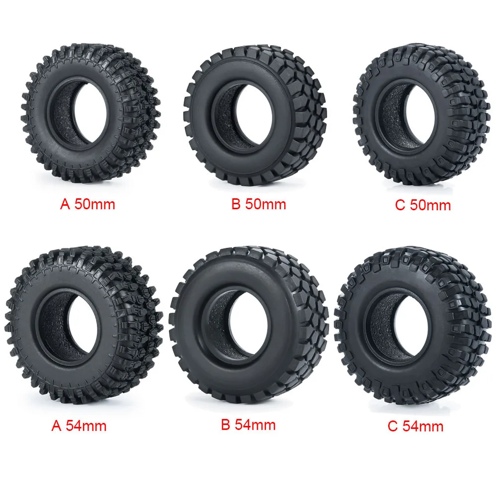 YEAHRUN 4 Uds neumáticos de rueda de goma suave de 1,0 pulgadas 50/54/58/62/64/65mm para TRX-4M 1/18 Axial SCX24 1/24 coche trepador de control remoto piezas de mejora - imagen 2