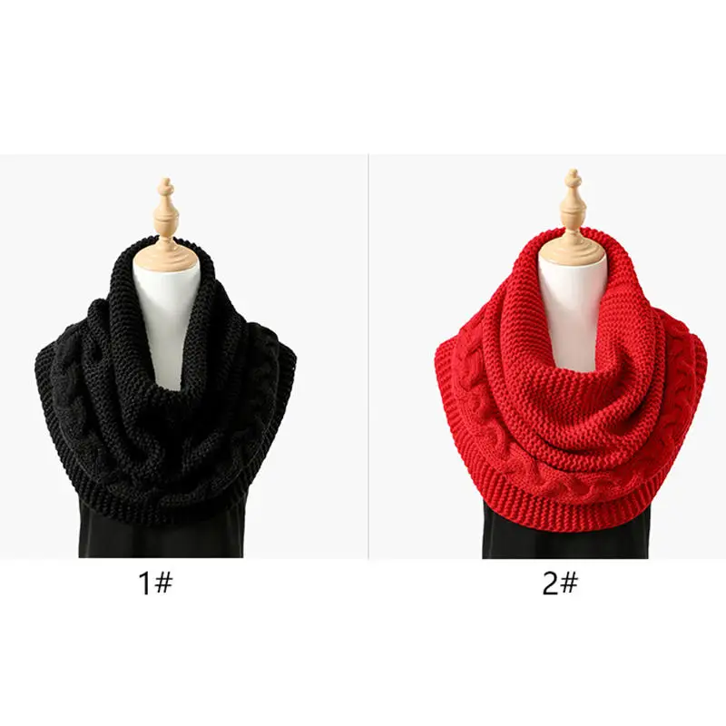 Bufanda de punto con capucha versátil, gorro de invierno, calentador de cuello, bufandas con cuello circular, chal de doble uso de Color sólido, bufanda, decoración de prendas de vestir - imagen 3