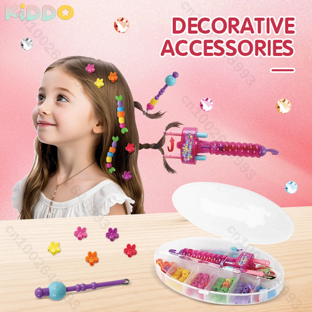 Girls DIY Hair Braiding Machine Girls Manual Beading Hair Braiding Hair Styling Hairdressing Decoration Pretend House Play toys