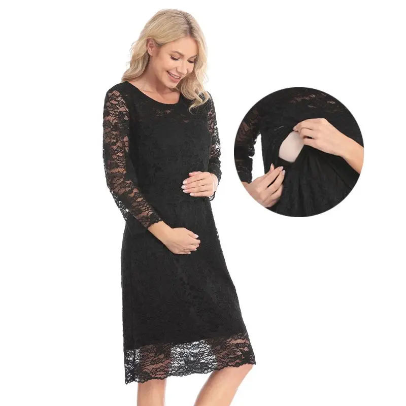 Vestido de lactación con encaje – Talla grande para embarazo