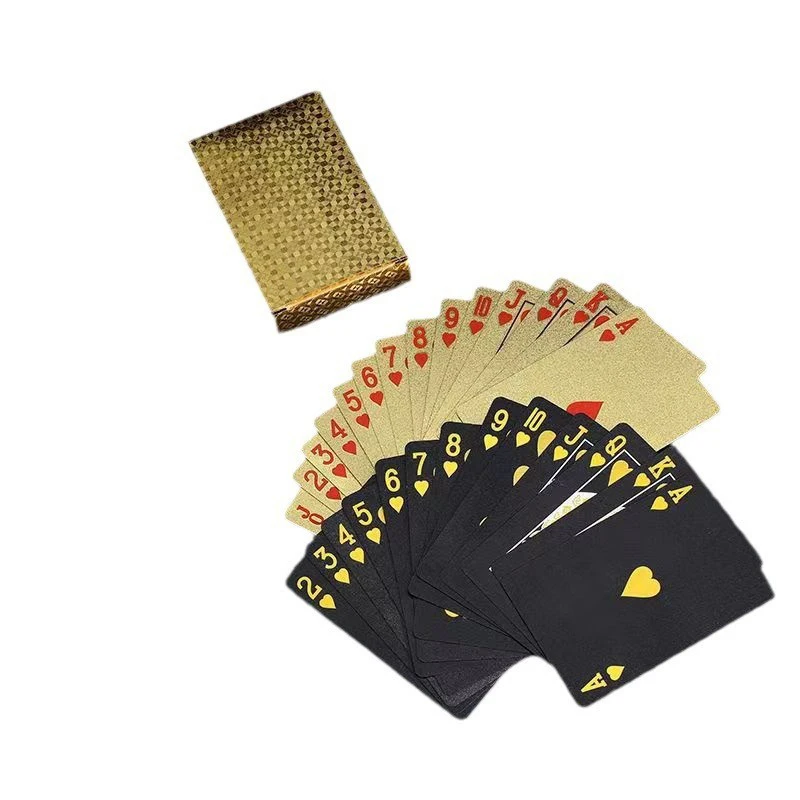 Naipes impermeables de oro de 24 quilates, juego de póker de plástico, juegos de mesa para mascotas, Halloween, Navidad, juego familiar, noches, juego de mesa, regalo