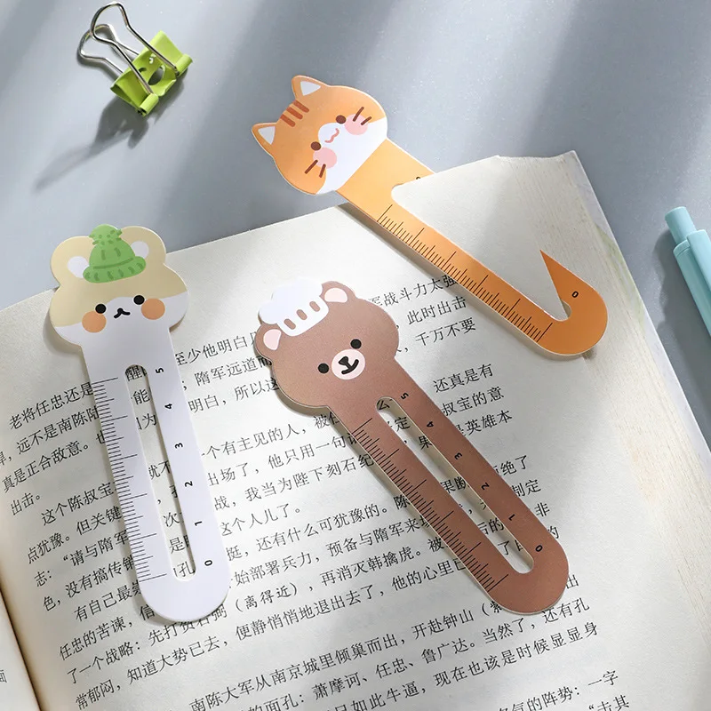 30 Uds. Marcapáginas bonitos de dibujos animados Kawaii, reglas de dibujo a escala de medida, soporte de página de libro, papelería coreana, regalos para niños, suministros de oficina - imagen 2