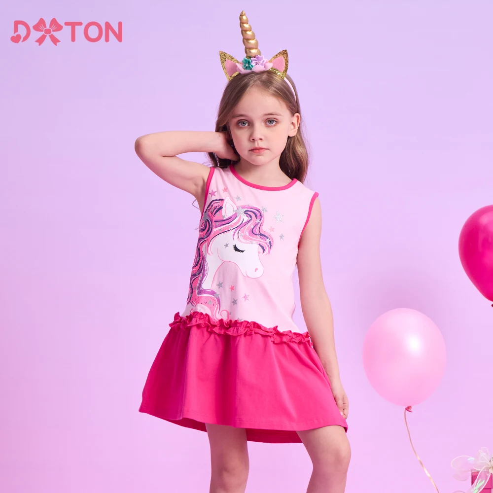 Vestido DXTON de verano para niña – Algodón sin mangas unicornio