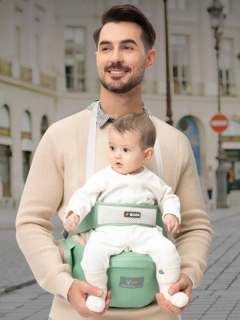 Portabebés algodón cintura con asiento para cadera y soporte frontal