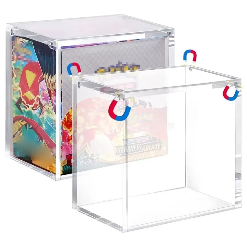 Caja de tarjetas de juego acrílica transparente, fundas protectoras de 5mm de grosor, fácil carga superior, almacenamiento de tarjetas de juego para cajas de refuerzo en inglés