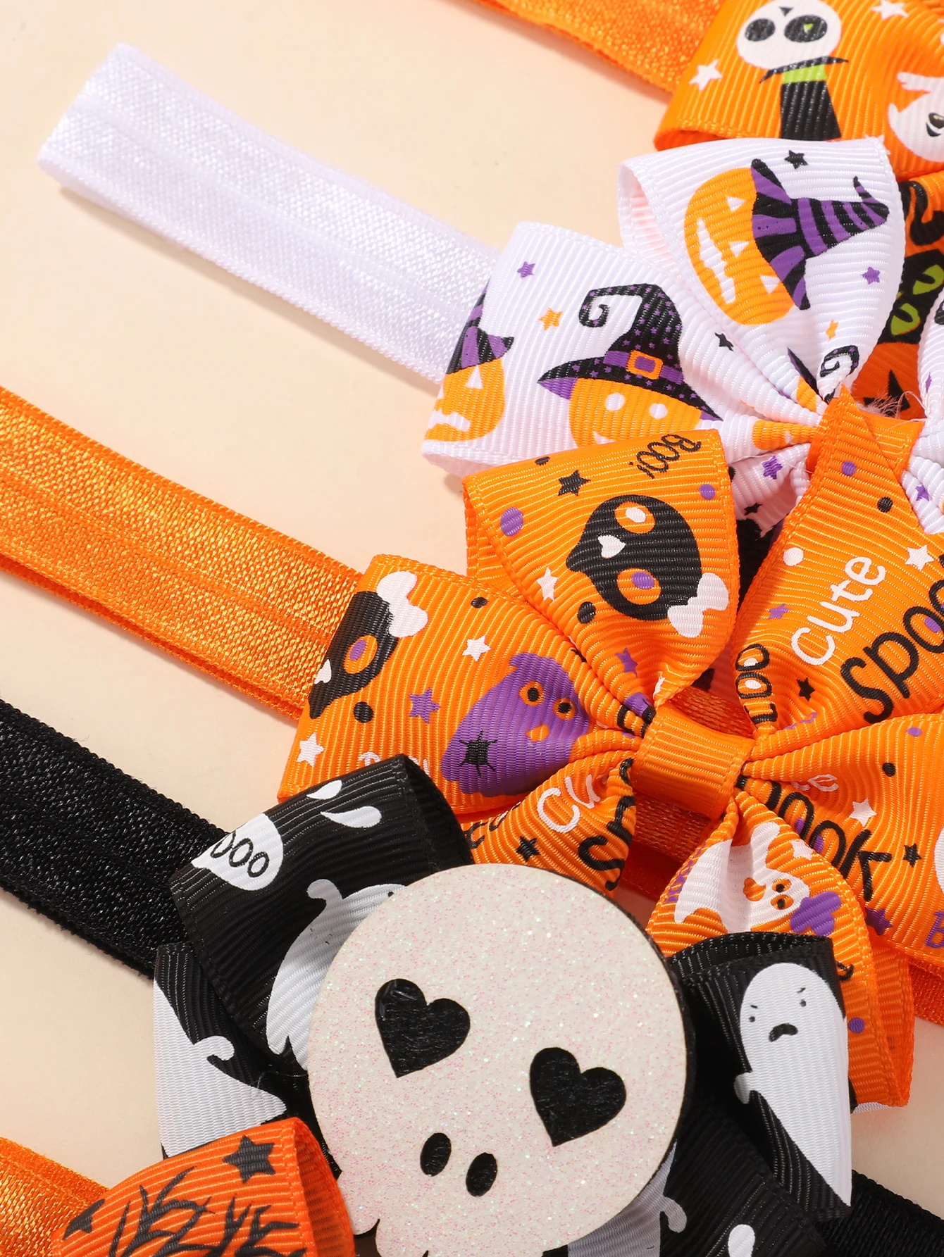 Diadema con lazo para el pelo de Halloween para bebé, cinta para la cabeza, accesorios de vestir para fiesta de calabaza, 5 uds. - imagen 4