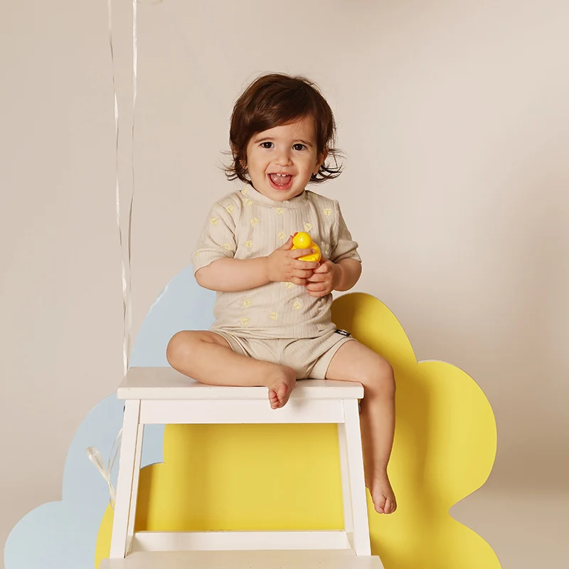 AA SS25 - Conjunto acanalado suave con estampado de lazo/velero para niñas, niños y bebés, vestido y mameluco sin mangas para bebés - imagen 4