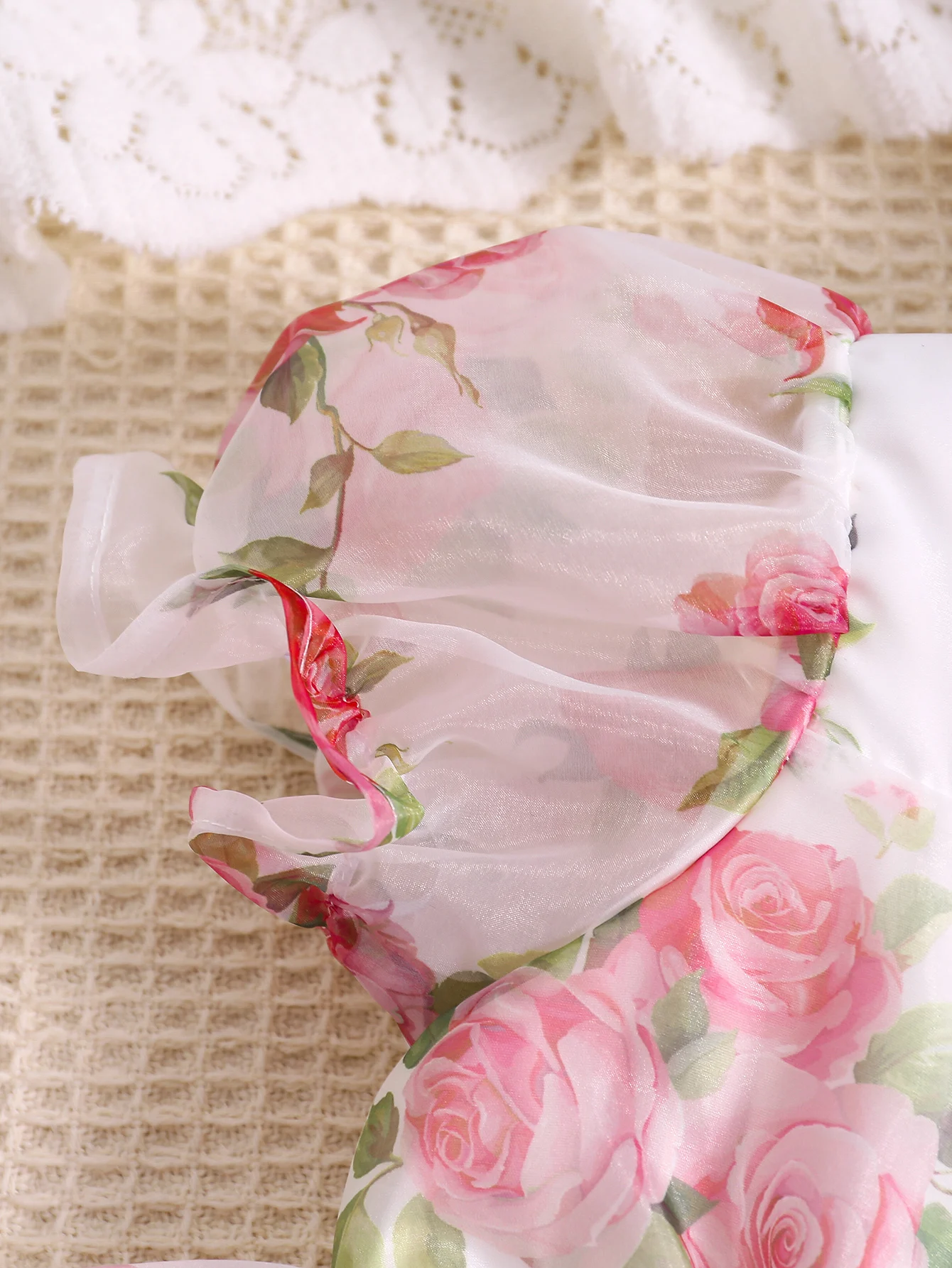 Vestido de princesa de manga corta para niña, Rosa romántica con gasa, ropa de fiesta diaria de verano, Moda Infantil, 1-3 años - imagen 2