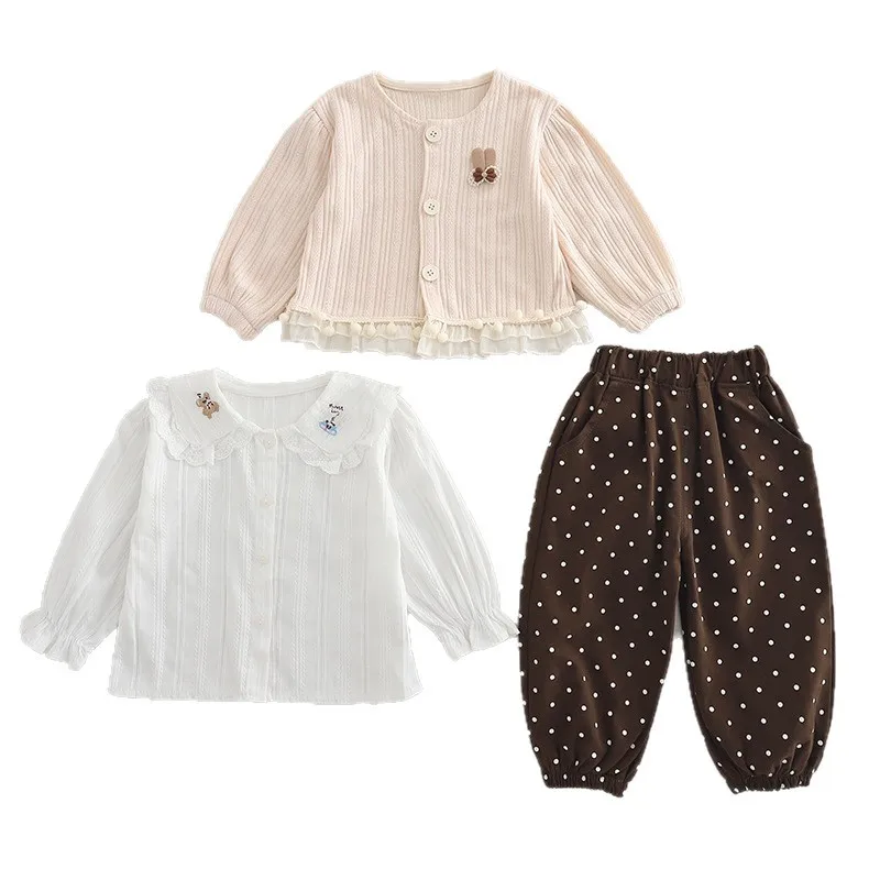 Conjunto otoño bebé niña con chaqueta, camisa y pantalón de moda - imagen 3