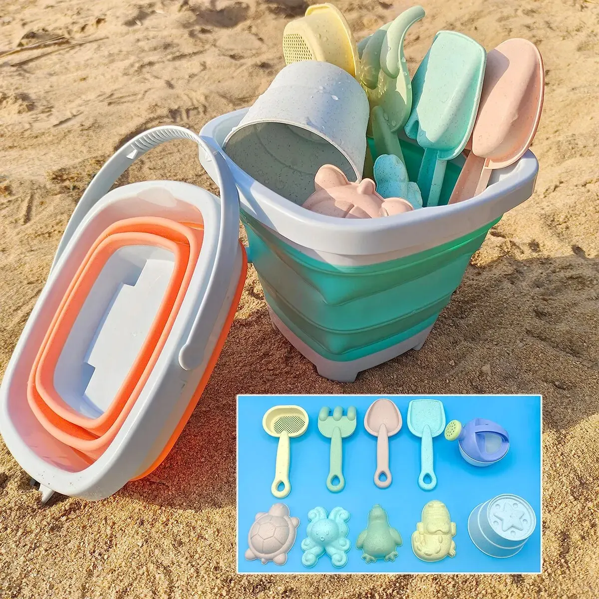 1/11 Uds. Juguetes de playa para niños, juego de juguetes de arena para niños pequeños, juguetes de caja de arena con cubo, pala, rastrillo, juego de regalo de verano al aire libre para niños