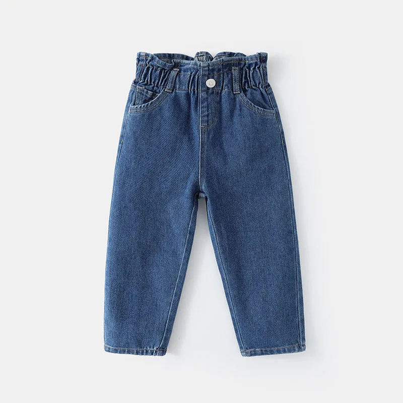 MILANCEL nueva primavera niños Jeans niñas lindo Color sólido Denim pantalones azules niños pantalones sueltos