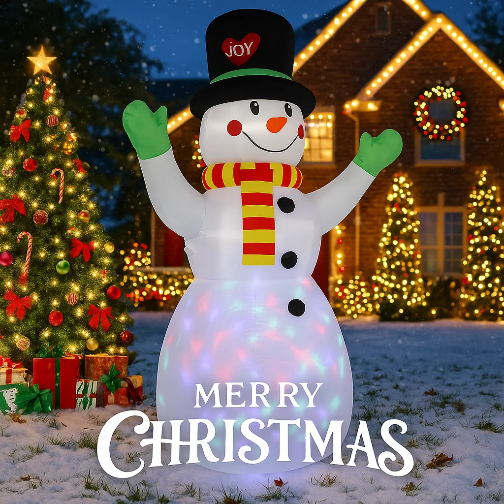 7,2 pies decoración navideña al aire libre luces LED muñeco de nieve decoración inflable de Navidad patio fiesta adornos de césped juguete para el hogar - imagen 3