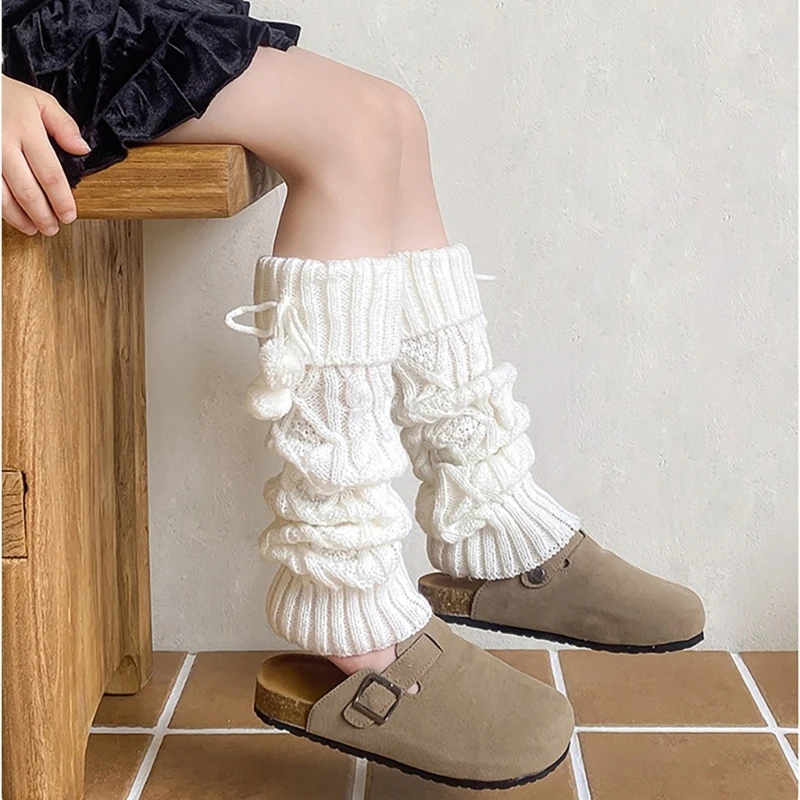 Calentadores de piernas Vintage para niños y niñas, calentadores de piernas tejidos de ganchillo para invierno, calcetines apilables para niñas adolescentes de 3 a 13 años - imagen 4