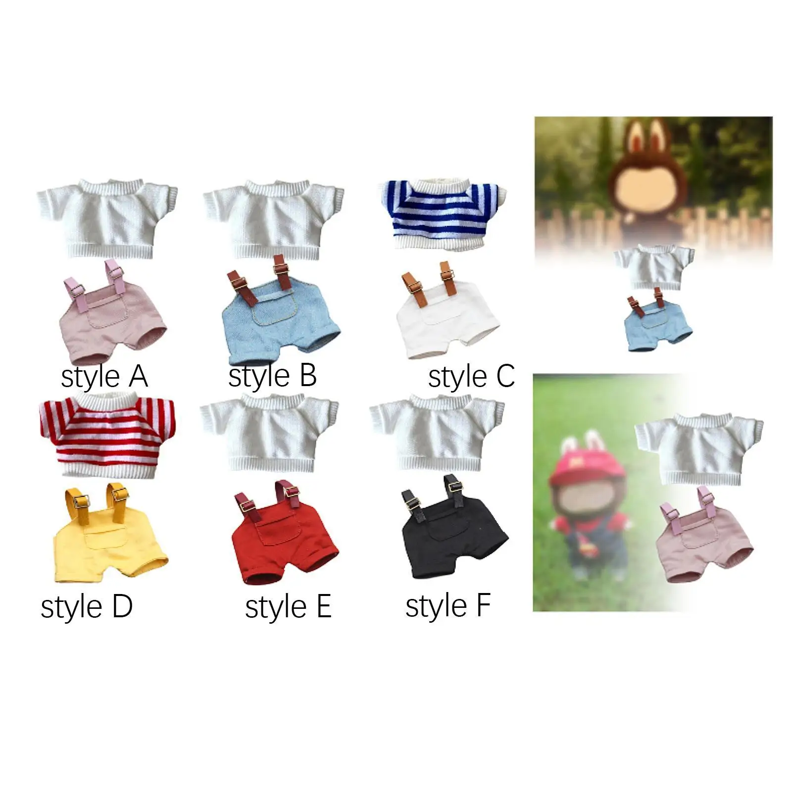 Plush Doll Clothes for 15cm 17cm Doll Pretend Play Cute Doll Clothes Doll Outfit Toy Clothing Accessories for Pendant Doll Kids