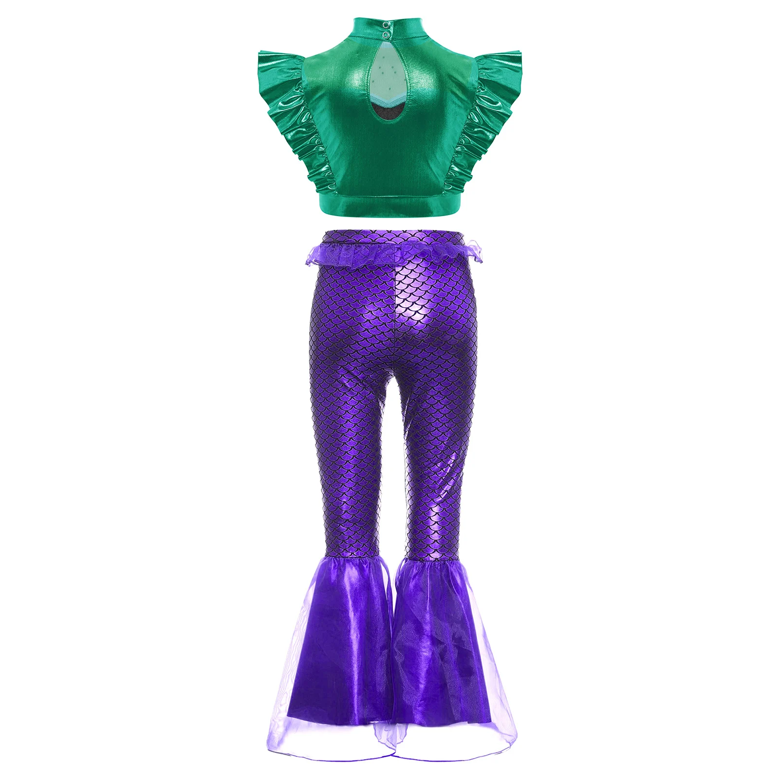 Disfraz de sirena para niña – Top metálico y falda de escamas - imagen 5