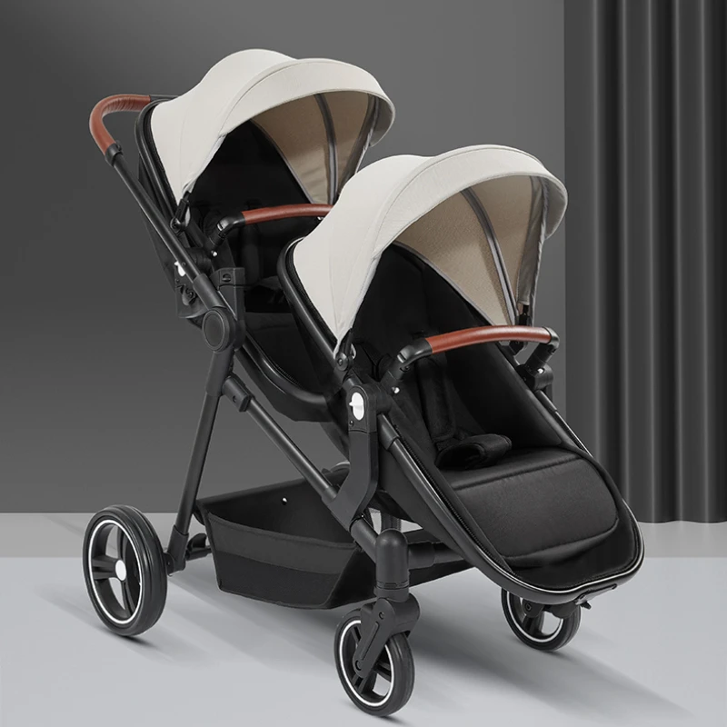 Cochecito de bebé doble plegable y ligero, cochecito de bebé de alta vista, cochecito de bebé doble portátil bidireccional, cochecito de viaje ligero - imagen 2