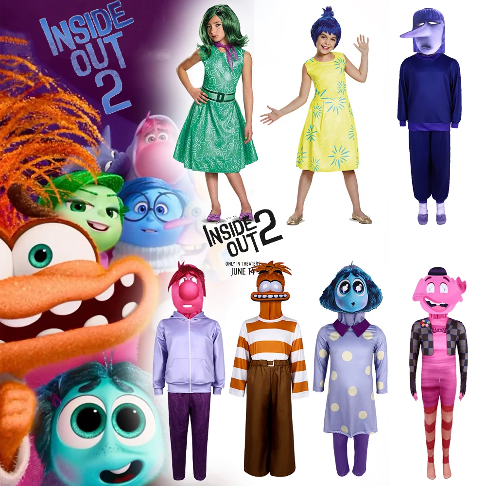Inside Out 2 Cosplay Anime personaje de dibujos animados alegría disfraz de ansiedad para adultos niños Ropa de baile de Halloween disfraz de Cosplay