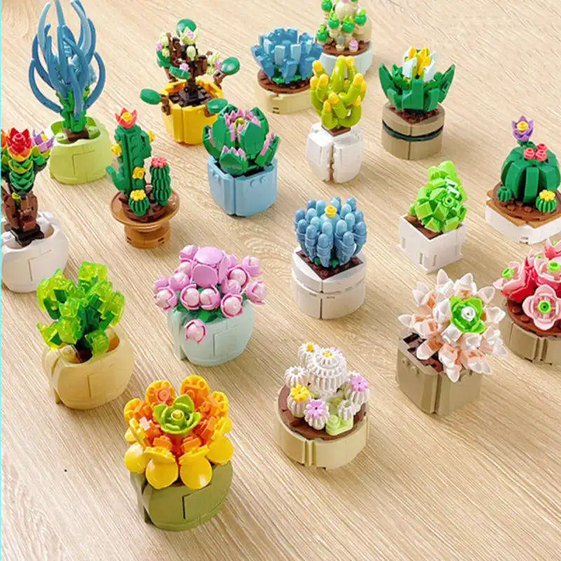 Caja sorpresa bloques de construcción con flores suculentas educativos - imagen 5