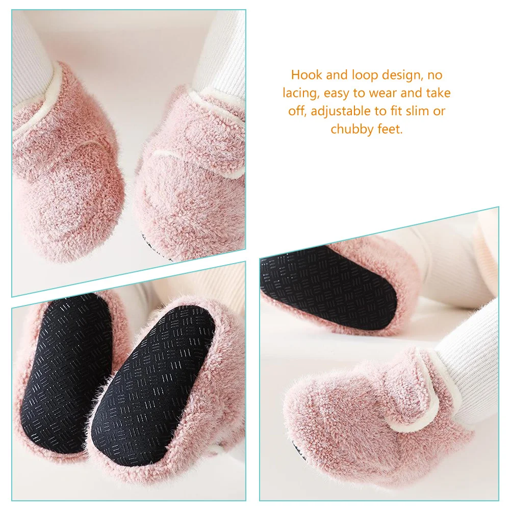 Zapatos para caminar para bebés y niños pequeños, cálidos, antideslizantes, suela suave rosa, transpirables, calcetines para estudiantes - imagen 3