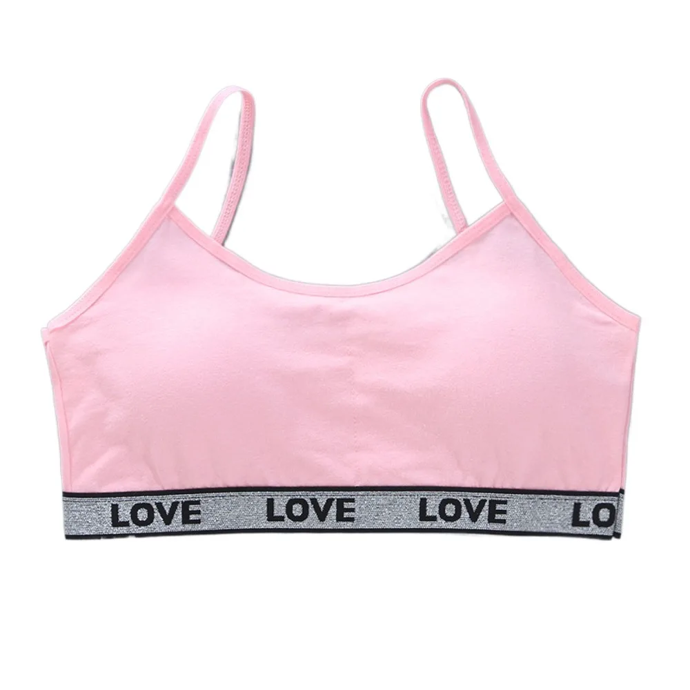 Nuevos sujetadores de entrenamiento de algodón para niñas, sujetador elástico transpirable para adolescentes, Sujetador deportivo para niñas, copa de esponja extraíble, ropa interior para niños