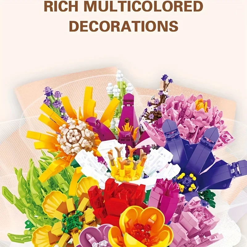 Ramo creativo de plantas en maceta, bloques de construcción de flores de Michelia, bricolaje, decoración del hogar, modelo de flores, ladrillos, juguetes para niños, regalos de vacaciones - imagen 3
