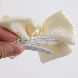 Lazo de cinta con perlas – Clip de pelo infantil hecho a mano coreano