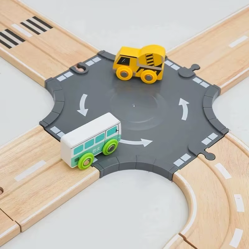 Vías de tren madera accesorios compatibles con pistas marca para niños - imagen 5