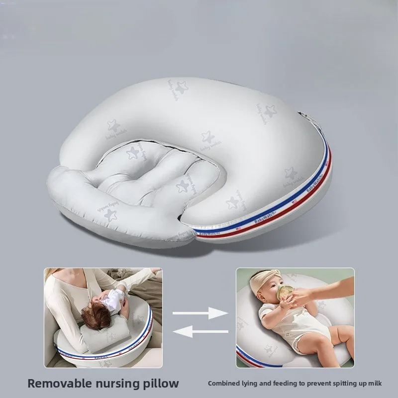 Almohada de lactancia multifuncional, cojín de soporte para lactancia con 15 °   Ángulo antiasfixia, tela suave y transpirable Soporte completo - imagen 5