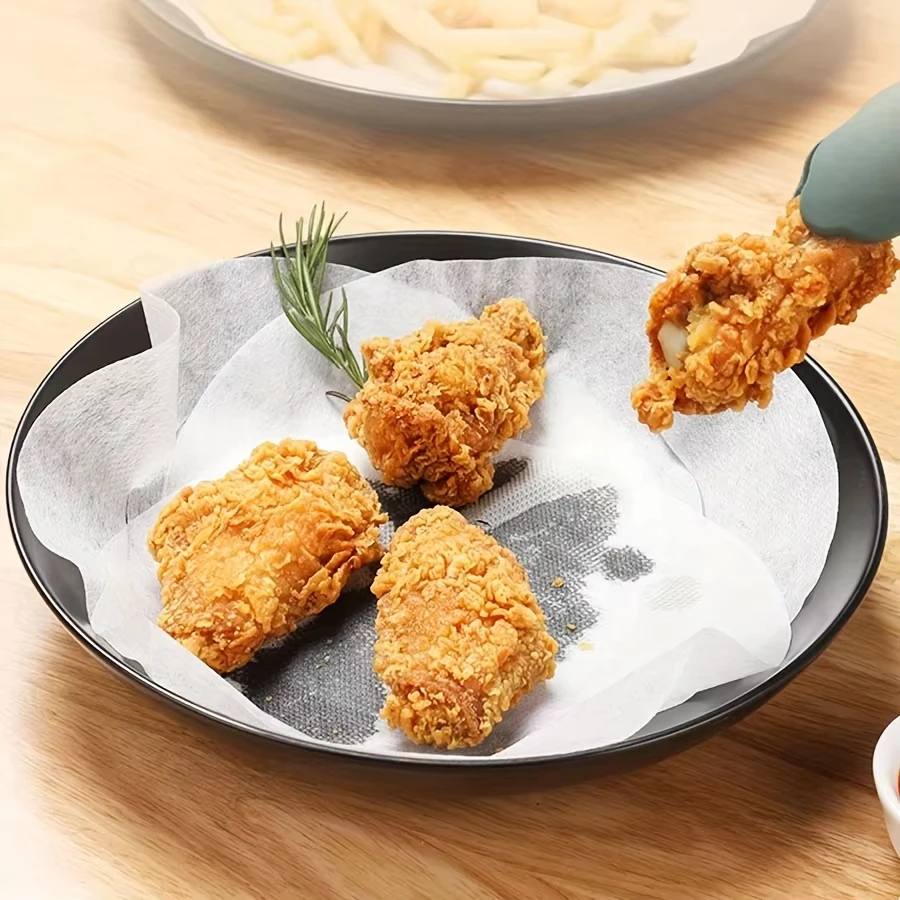 Papel absorbente de aceite de calidad alimentaria, reduce la grasa en alimentos fritos y sopas, papel de filtro de cocina redondo para una cocina saludable, 50/100 Uds. - imagen 2