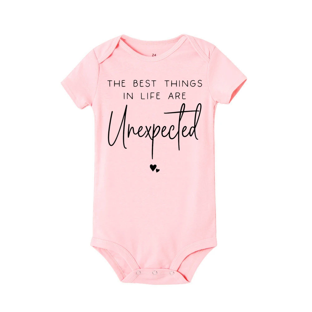 Las mejores cosas de la vida están inespecidas, mameluco de bebé estampado, ropa de anuncio de embarazo, traje de mono de manga corta para recién nacido - imagen 5