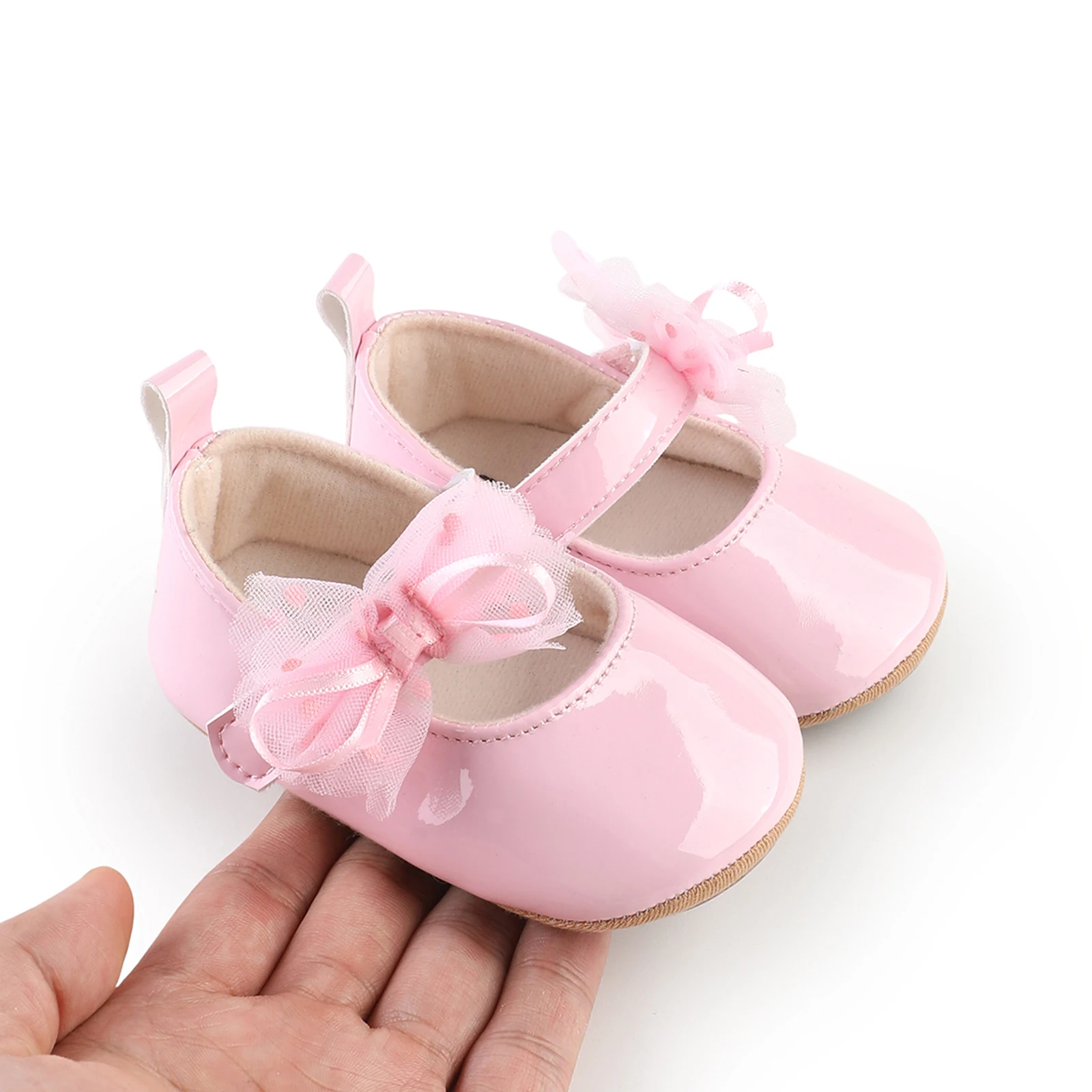 VISgogo Zapatos de princesa para niñas, zapatos de primeros pasos con lazo de cuero PU suave, parte inferior antideslizante, zapatos para niños pequeños - imagen 2