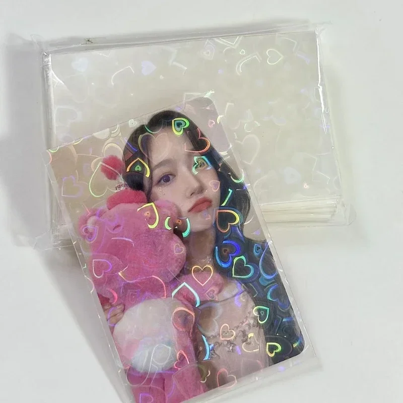 Fundas para tarjetas Kpop, soporte láser para postales, películas de carga superior, Protector de tarjetas de juego, 61x91mm, 58x89mm, 50 Uds. - imagen 4