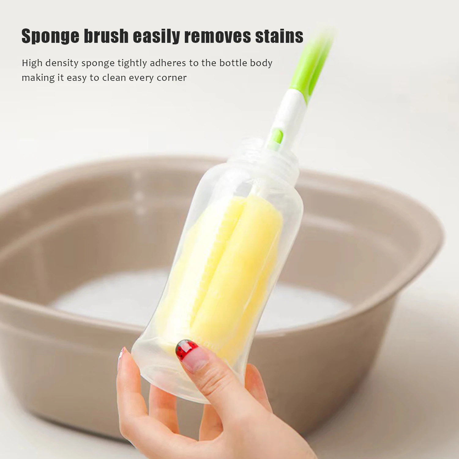 5 uds cepillo de limpieza de tazas cepillo de limpieza de paja está hecho de esponja y nailon, absorbente y fuerte para eliminar la suciedad - imagen 2