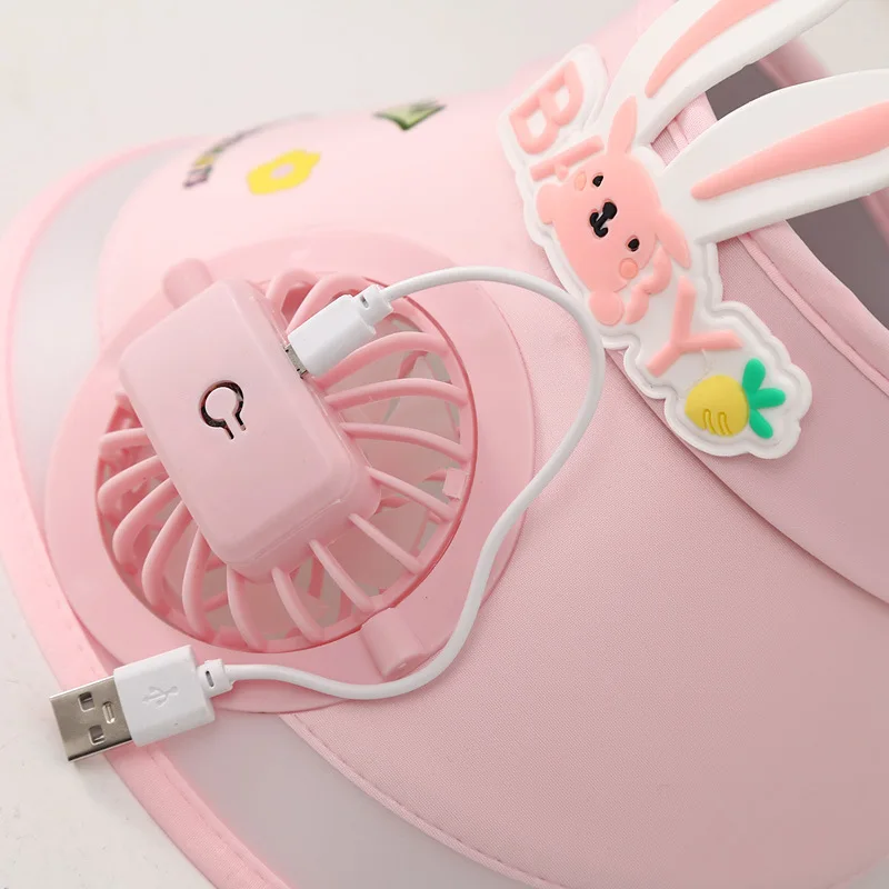 Sombrero de protección solar para niños de verano con ventilador a prueba de rayos ultravioleta, sombrero de sol ajustable con animales bonitos de dibujos animados para niños y niñas de 2 a 14 años - imagen 4