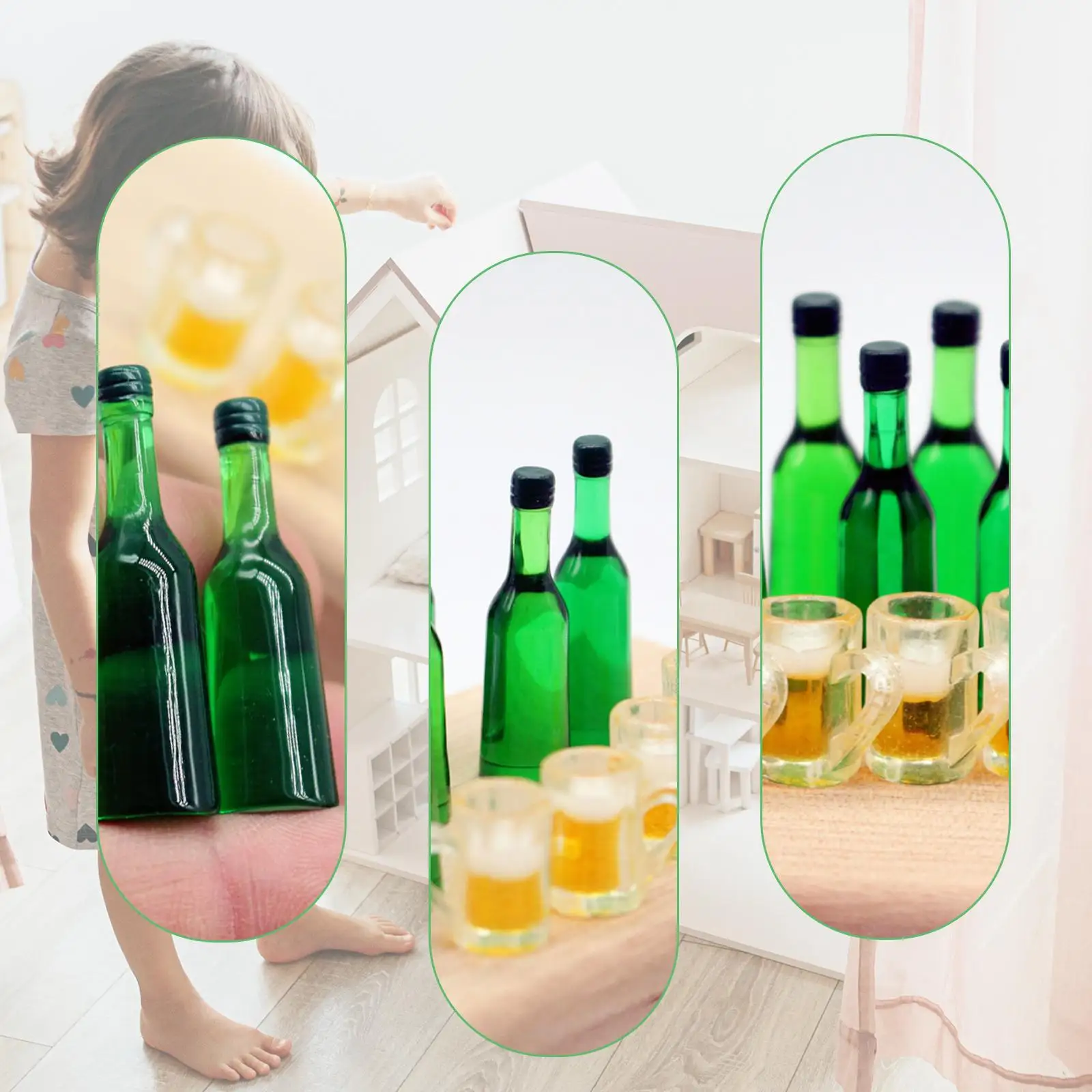 1/12 Scale Dollhouse Wine Bottle Cups Kitchen Accessories Dollhouse Accessories for Dollhouse Home Restaurants Kitchen Decor
