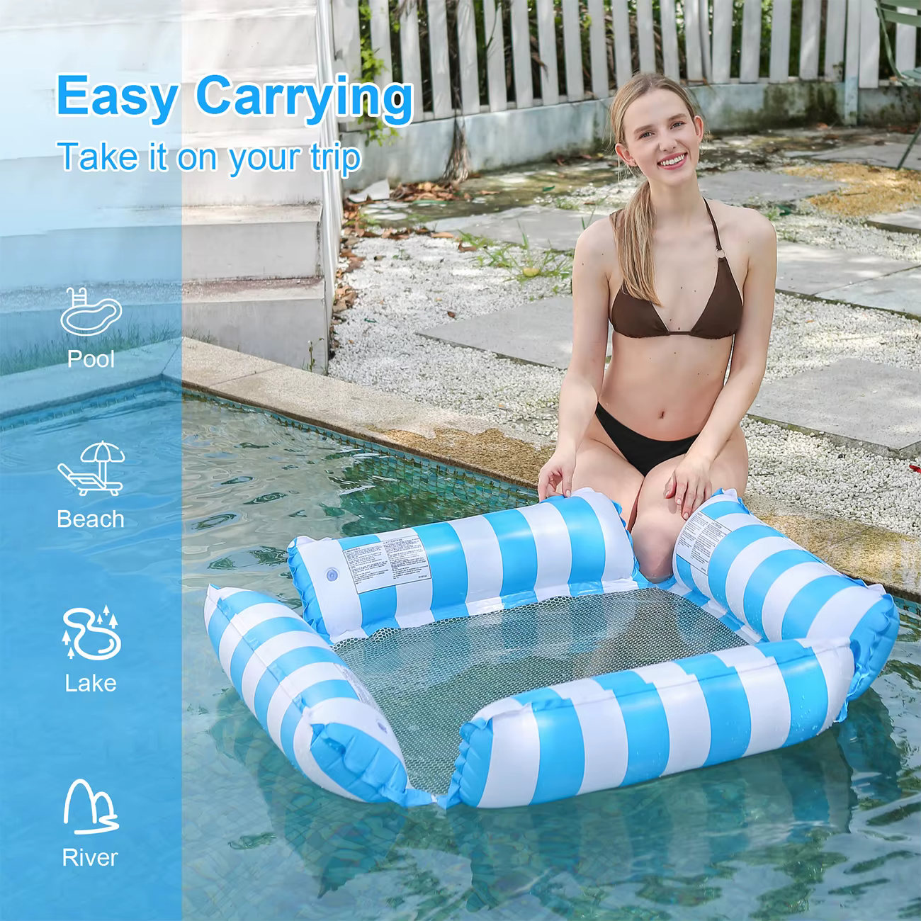 Hamaca hinchable de agua para piscina y playa - imagen 4
