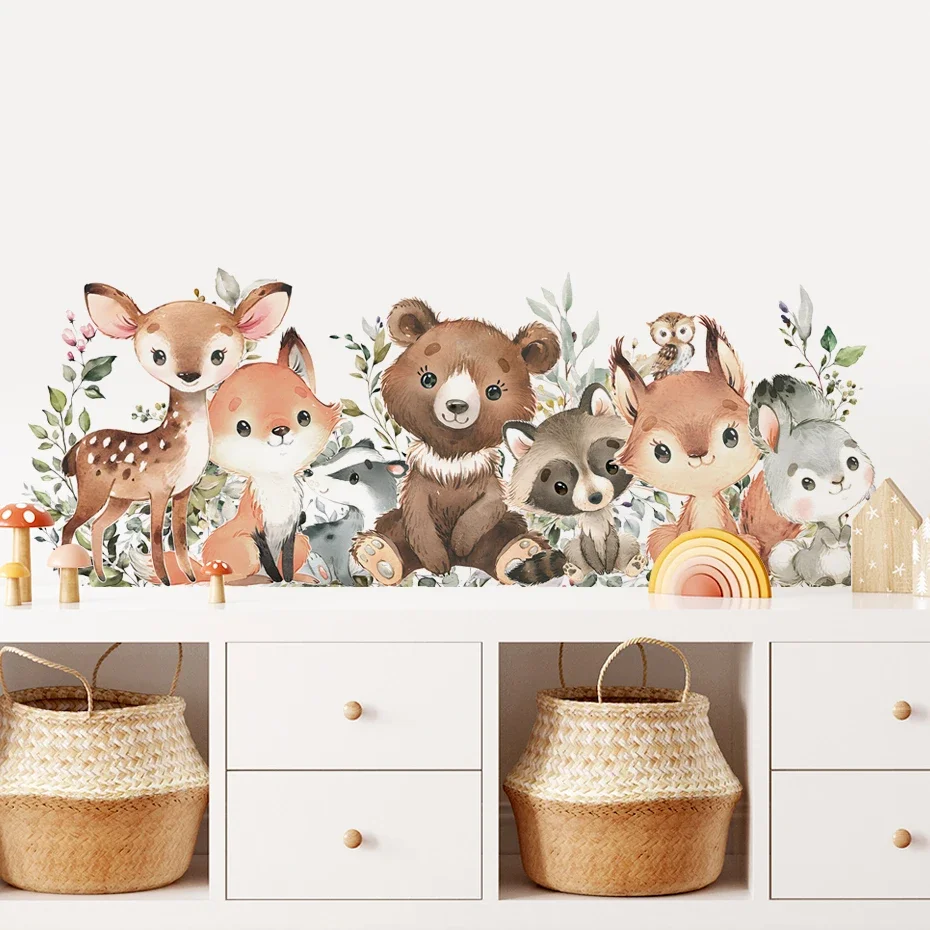 Pegatinas decorativas estilo acuarela – Animales del bosque para habitación infantil - imagen 4