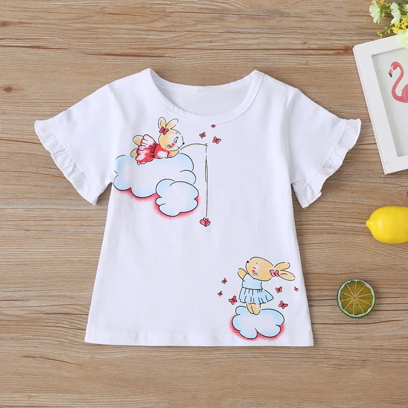 Camiseta manga corta niña algodón con volantes y margaritas verano - imagen 5