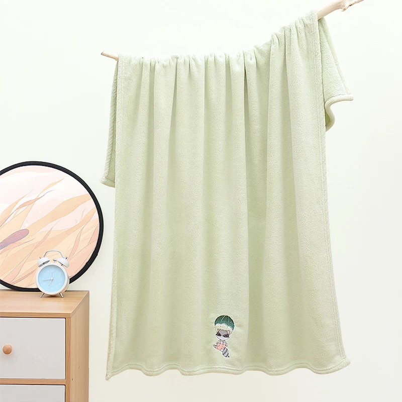 Toalla de baño supersuave para bebé, color sólido, bordada, terciopelo coral, albornoz para niños, novedad - imagen 4