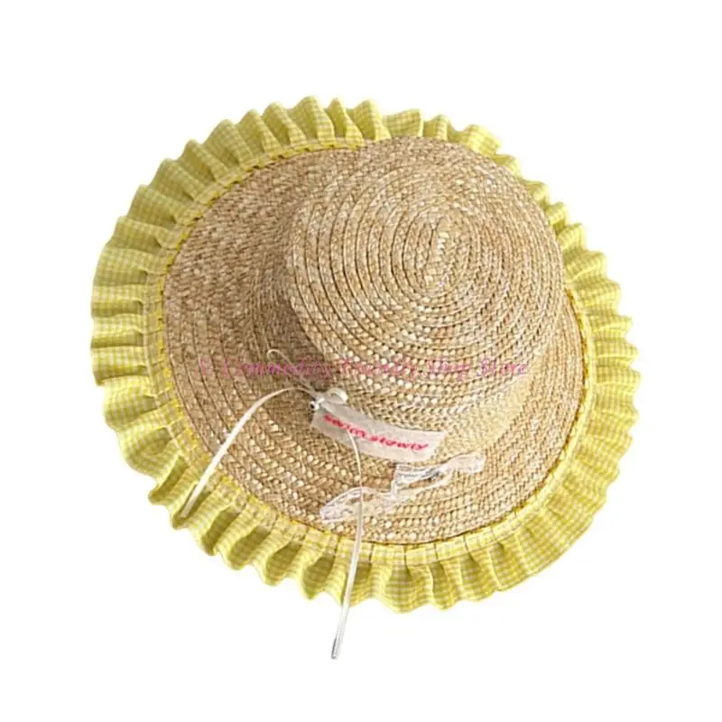 85AE Precioso sombrero único para niños, elegante sombrero cubo ajustable con borde con volantes y decoración lazo - imagen 2