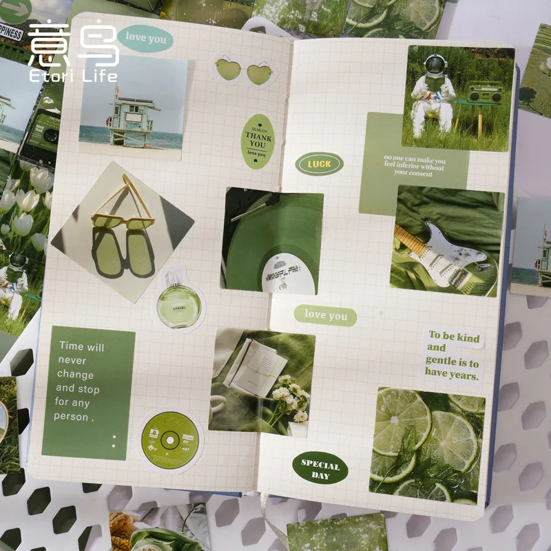 Pegatinas vintage scrapbooking – Paisajes verdes y flores - imagen 3