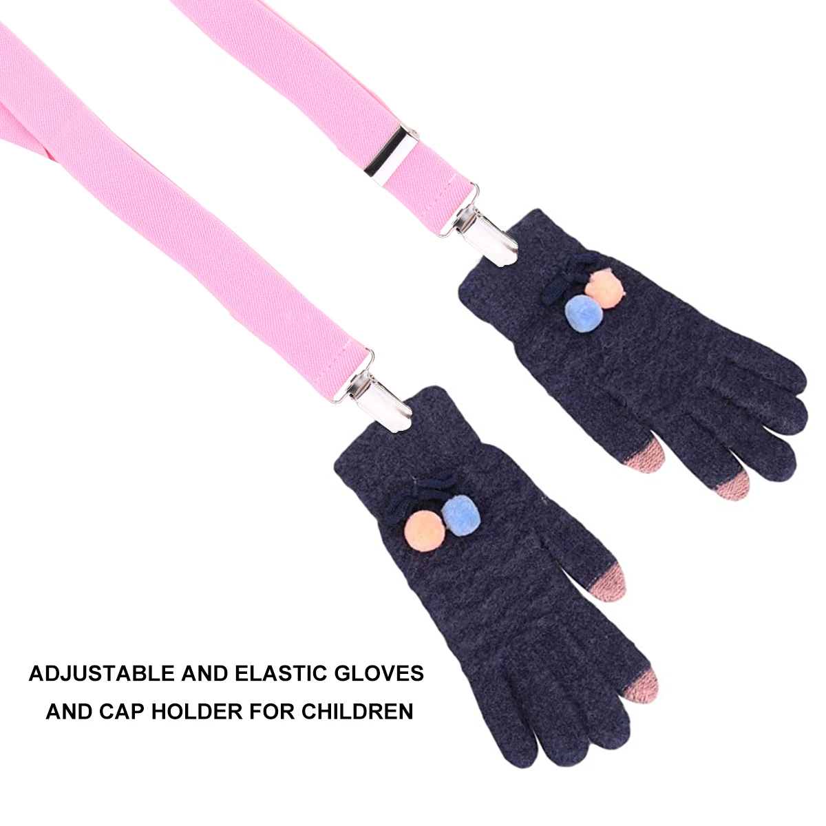 2 uds guantes para niños guantes elásticos ajustables receptor sombrero Clip colgador de sombrero soporte para manoplas uso en invierno al aire libre negro