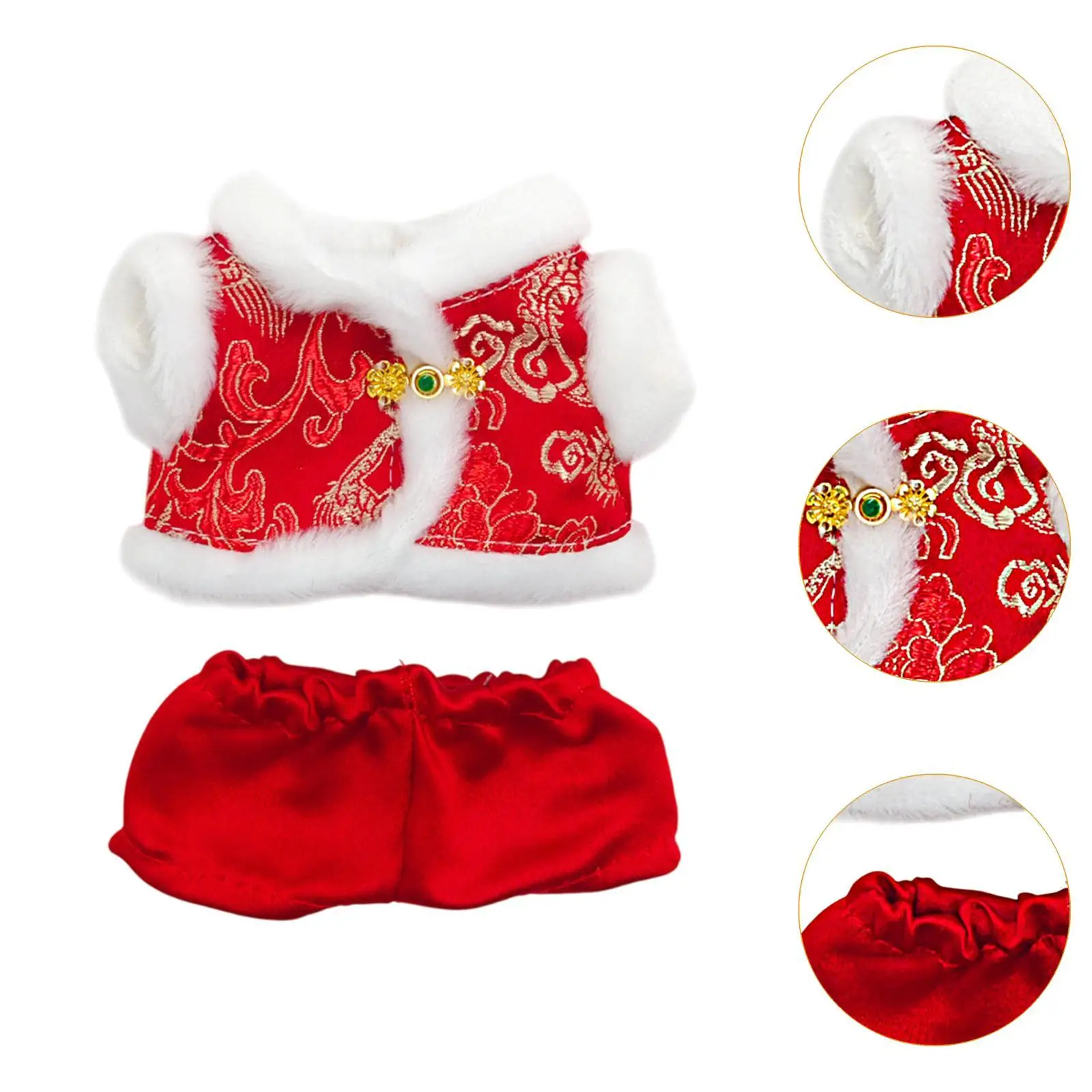 2x Fashion Dolls New Year Coat and Pants Accs Miniature Clothes for 15-17cm Dolls Boy Dolls Dress up Girl Dolls Children's Gifts